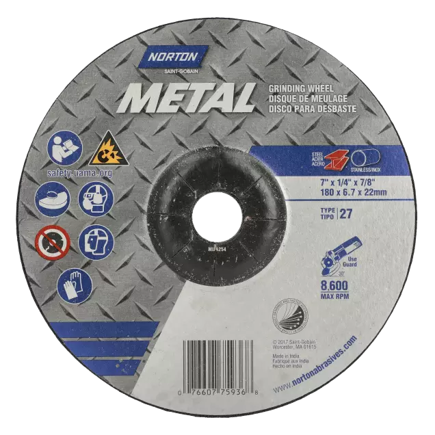 GRINDING WHEEL 7 x 1/4 x 7/8 T27 NORMETAL (75936)