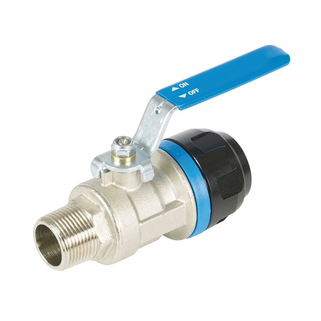 Quarter turn male valve 1/2 (m) npt x 20 mm pps crn