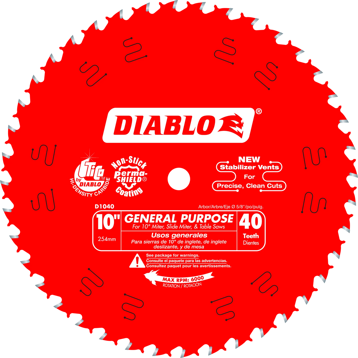 10" DIABLO WOOD GENERAL 40D SAW BLADE (D1040)