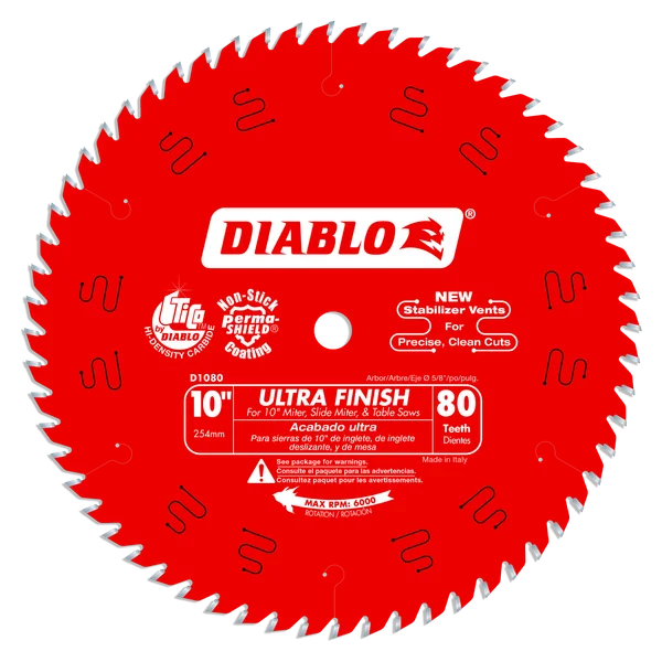 10" DIABLO FINISH ULTRA 80D SAW BLADE (D1080X)