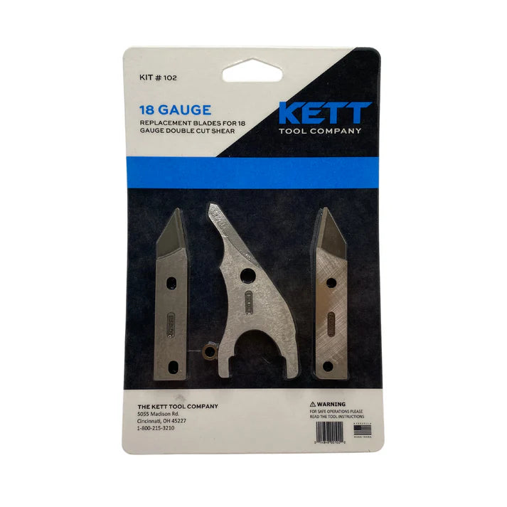 18 gauge replacement blades kit for Kett 18 gauge double cut shear including types 60-21, 60-22L, 60-22R, and 60-27
