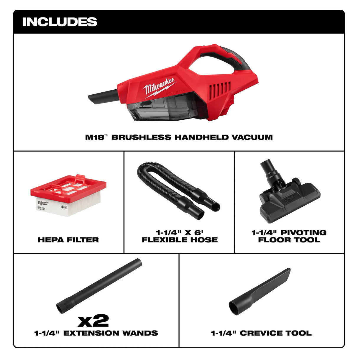 MILWAUKEE 0892-20 ASPIRATEUR A MAIN M18 (OUTIL SEUL)