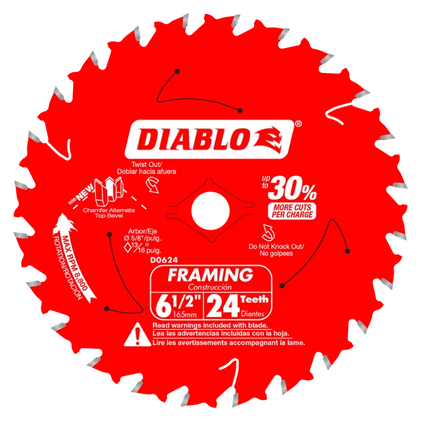 6-1/2" DIABLO FRAMING 24D SAW BLADE (D0624A)