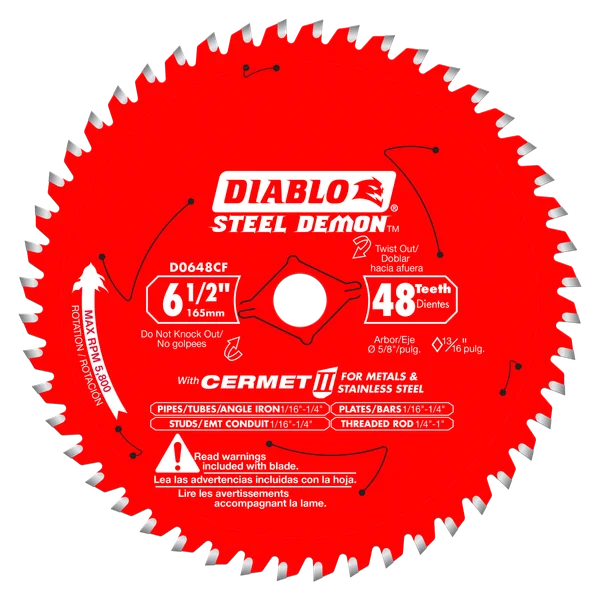 SAW BLADE 6-1/2" DIABLO METAL 48D (D0648CF)