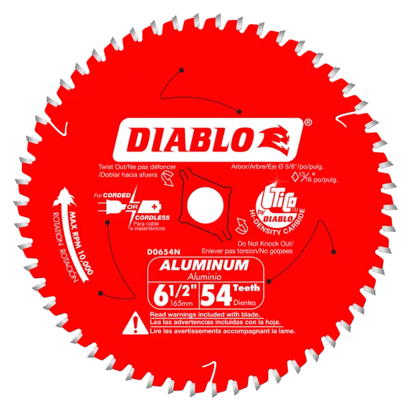 SAW BLADE 6-1/2" DIABLO ALUM. 54D (D0654N)