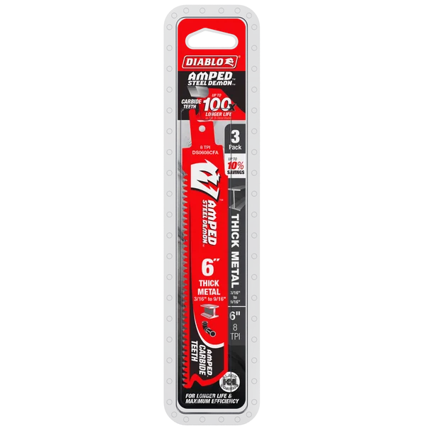 PAQUET DE 3 LAMES DE SCIE ALTERNATIVE AMPED MÉTAL ÉPAIS DIABLO DS0608CFA3