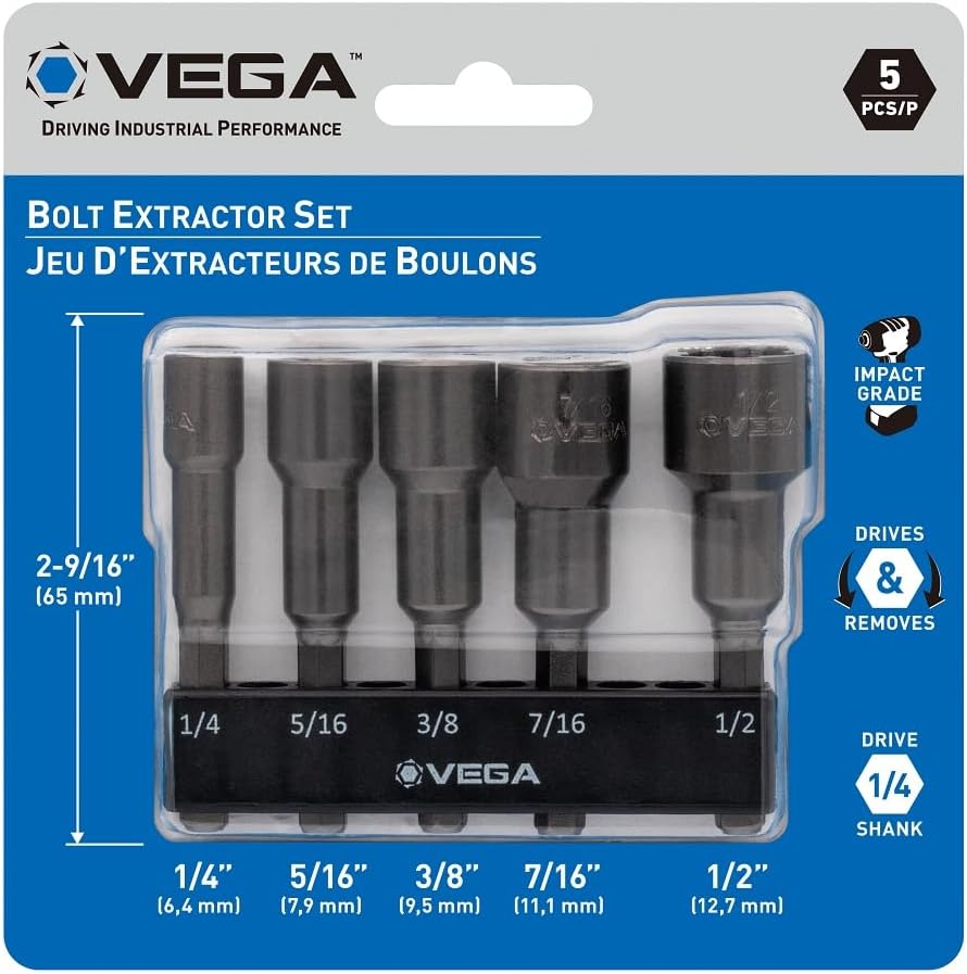 JEU D'EXTRACTEURS DE BOULONS 5 PIÈCES VEGA 165BE5S