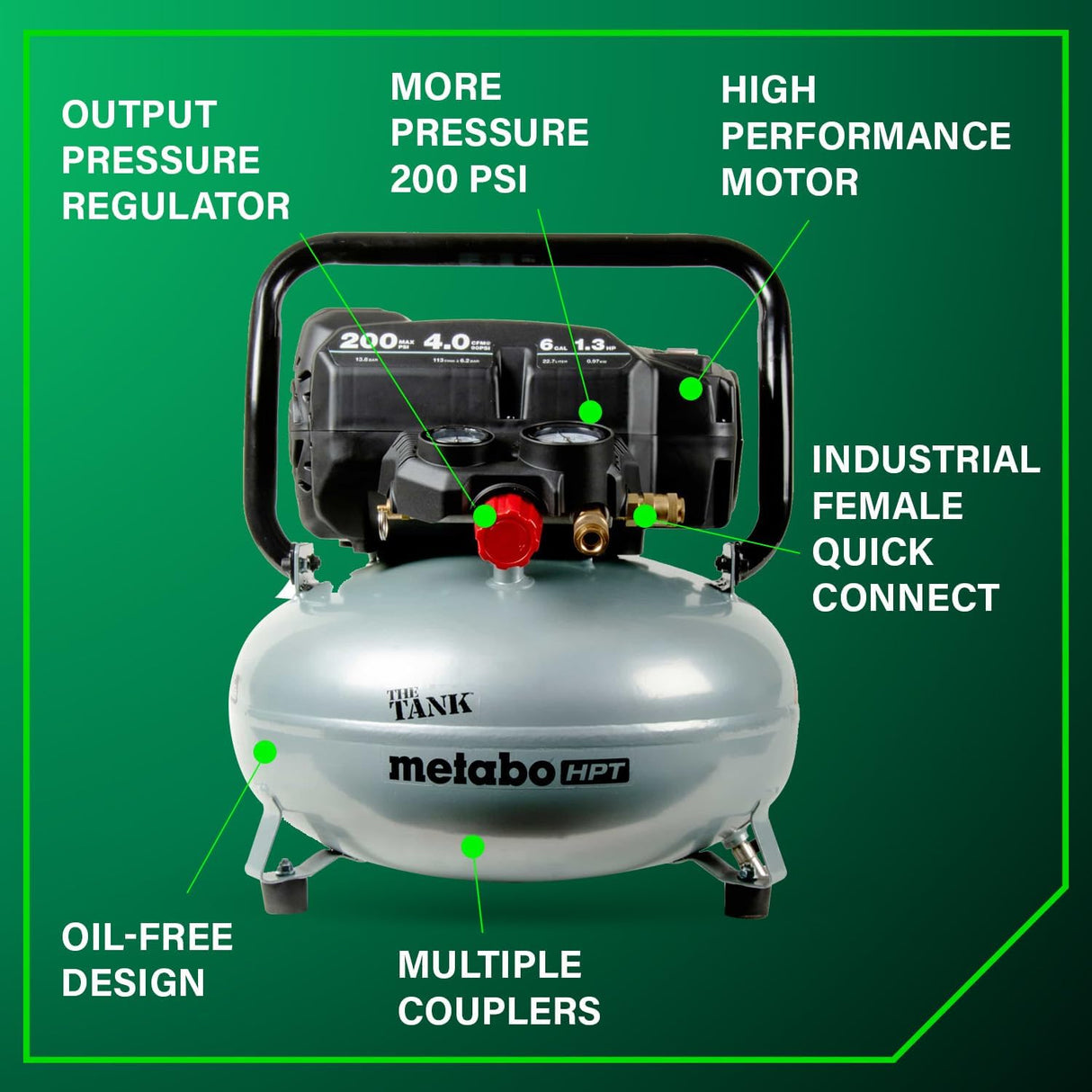 6 GALLON THE TANK OIL-FREE COMPRESSOR EC914SM
