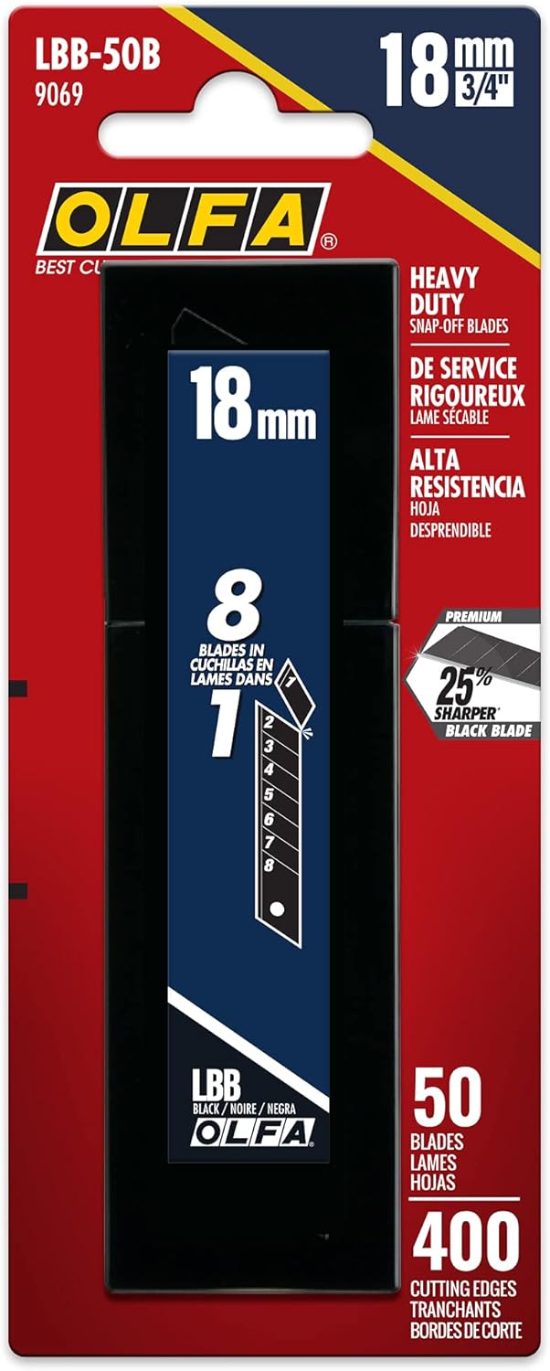 OLFA 18MM BLACK LBB REPLACEMENT BLADE (PK50)