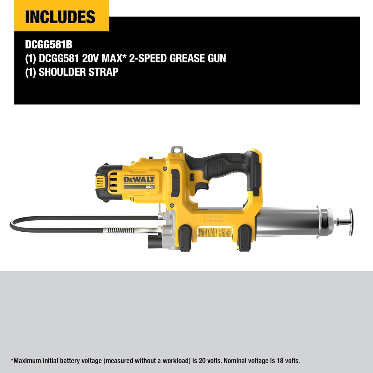 PISTOLET GRAISSEUR SANS FIL 10,000 PSI DEWALT DCGG581B (OUTIL SEUL)