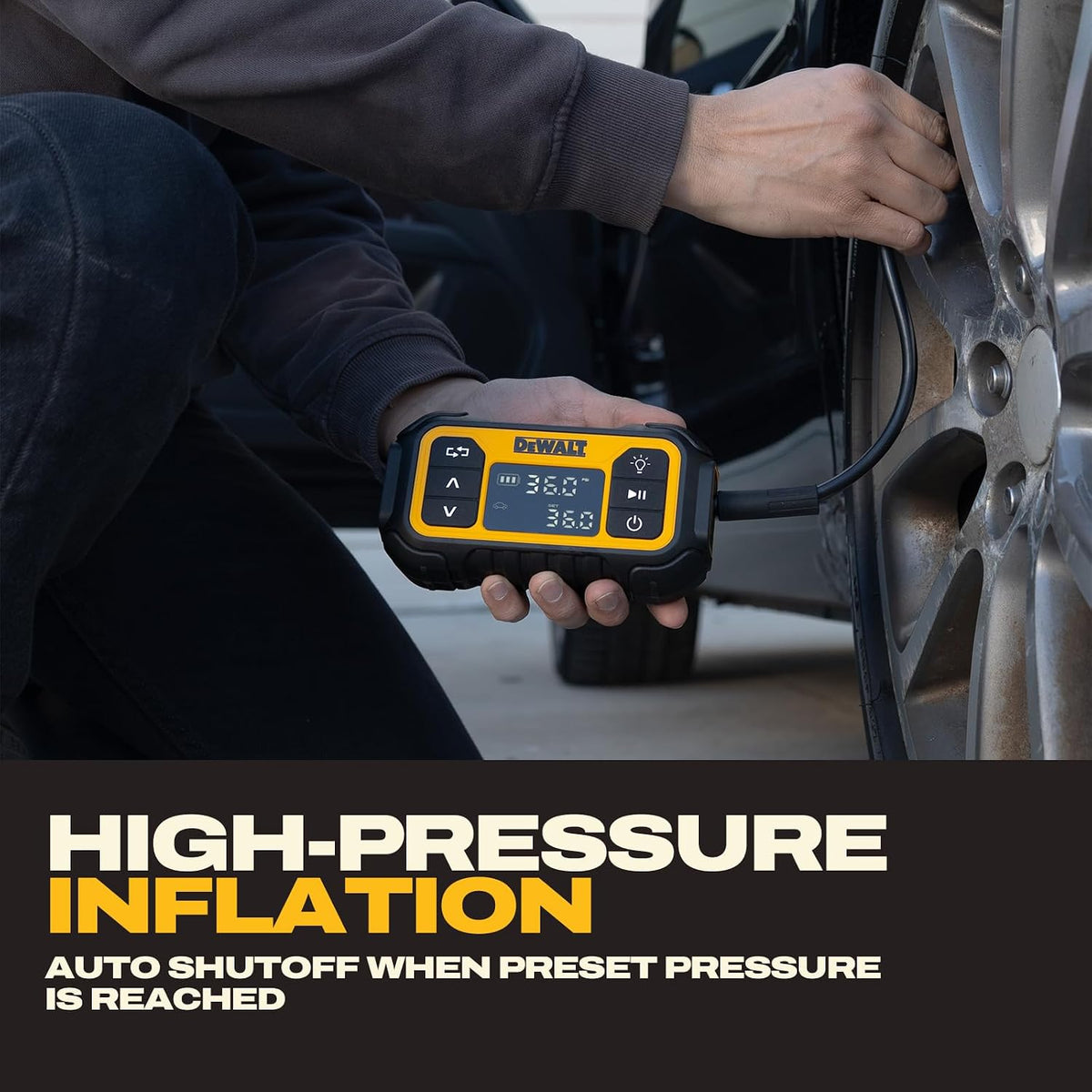 MINI GONFLEUR A PNEU ET BATTERIE EXTERNE DEWALT DXIF1201