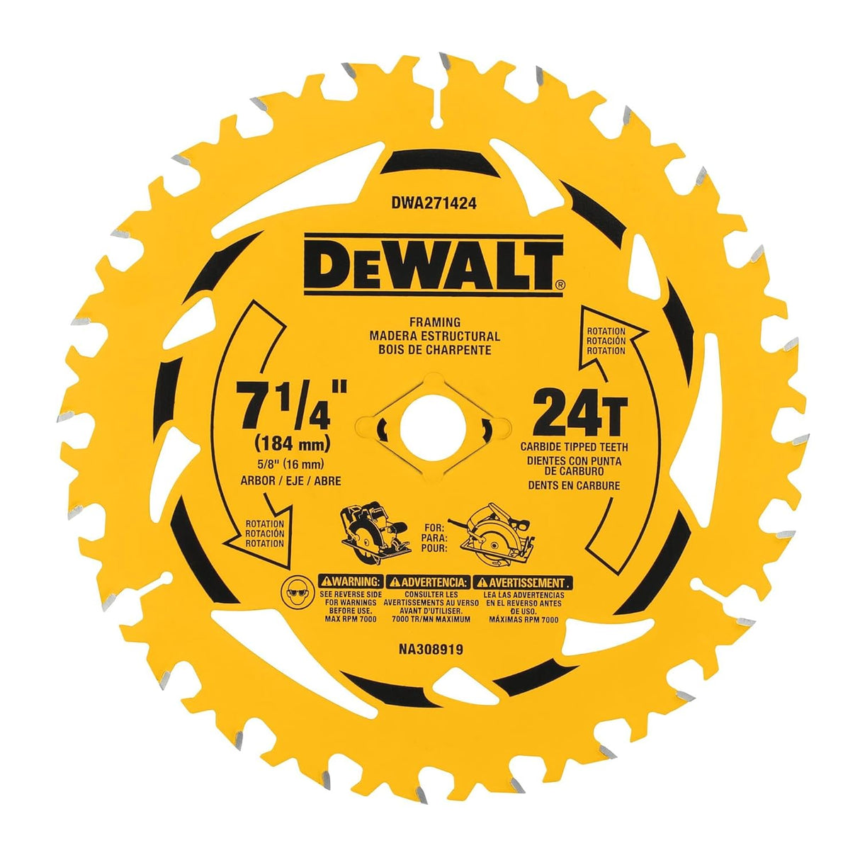 LAME DEWALT 7-1/4 24 DENTS DEWALT DWA271424