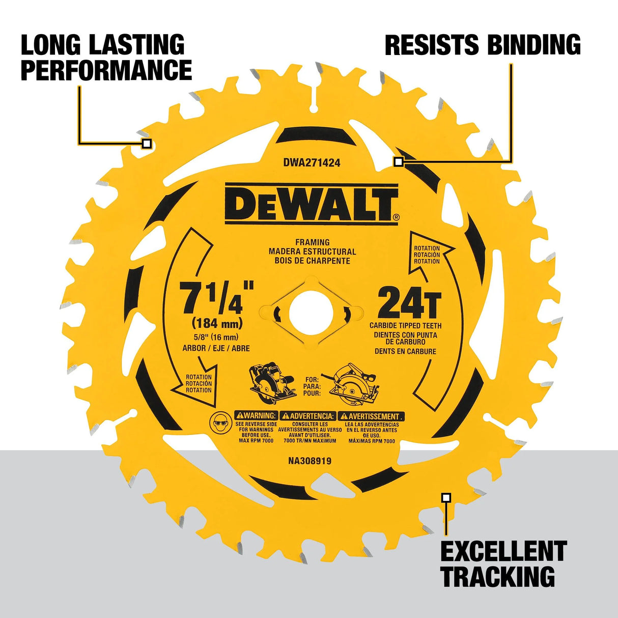 PAQUET DE 2 LAMES 7-1/4 24 DENTS DEWALT DWA271424PK2