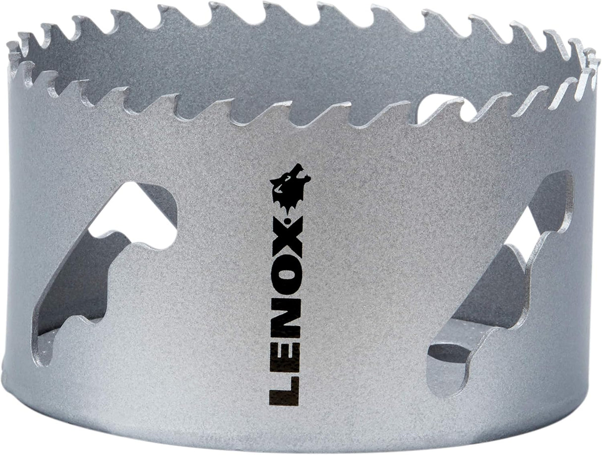 3-inch Lenox LXAH3 hole saw with high-performance carbide teeth for cutting wood, steel, and stainless steel materials