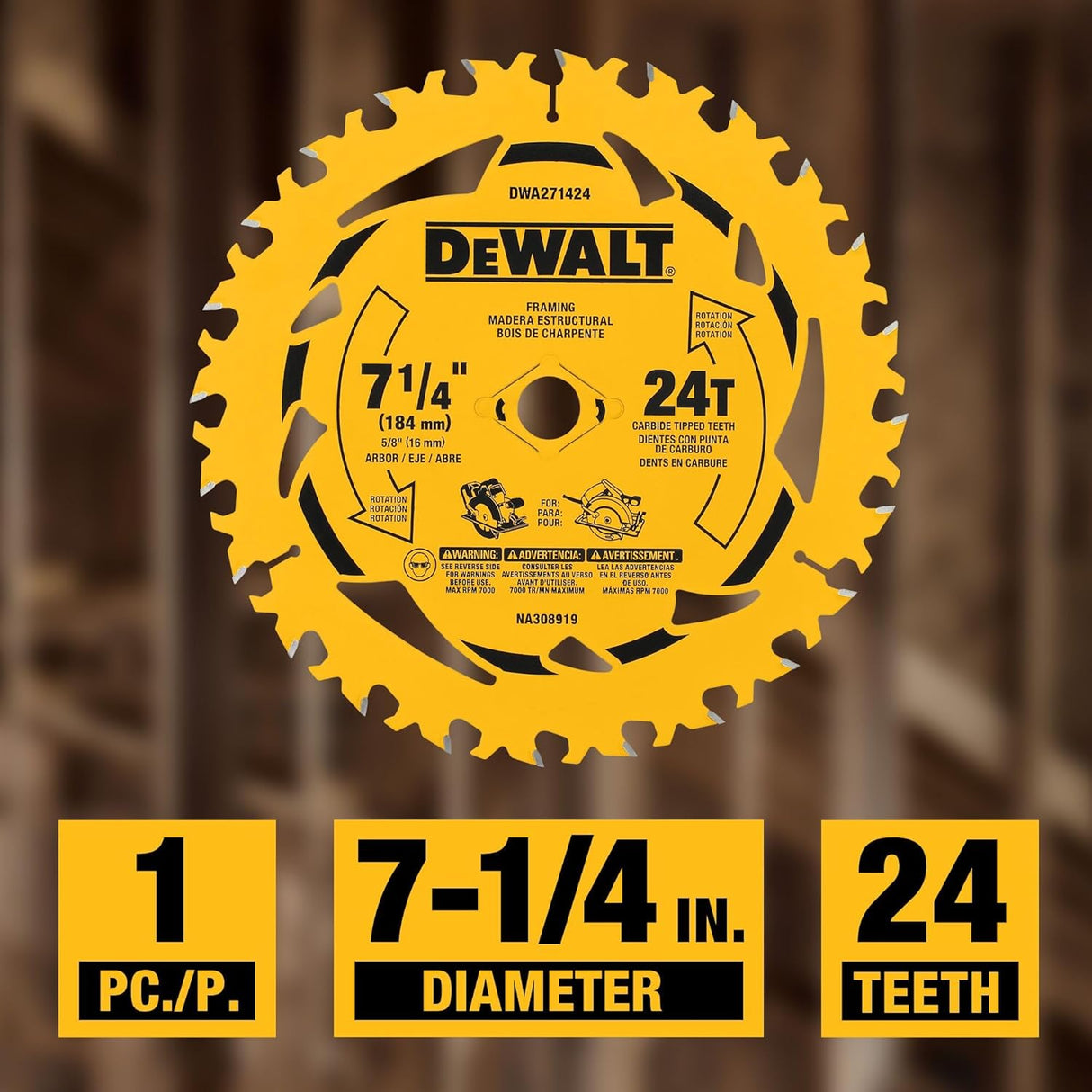 LAME DEWALT 7-1/4 24 DENTS DEWALT DWA271424
