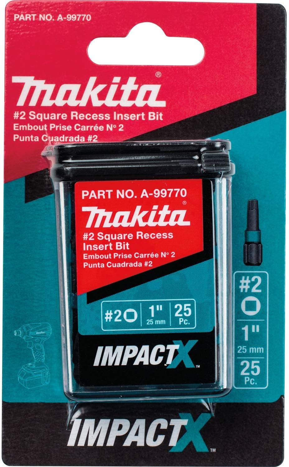 PAQUET DE 25 EMBOUT #2 CARRÉ 1'' LONG IMPACT MAKITA A99770