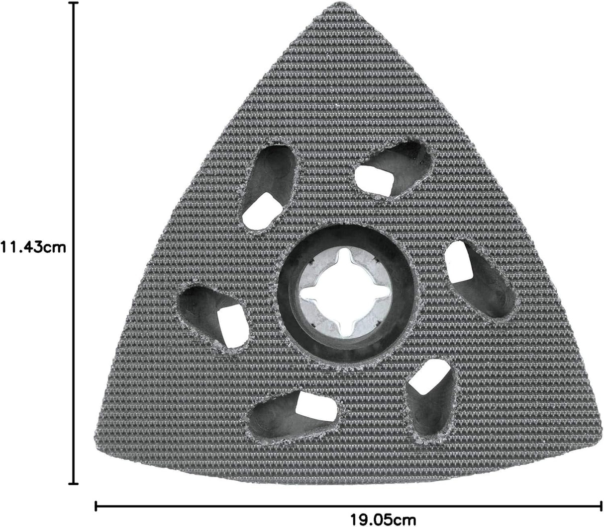 Triangular sanding pad with 6 dust extraction holes, hook and loop surface, compatible with Makita B-67169 model