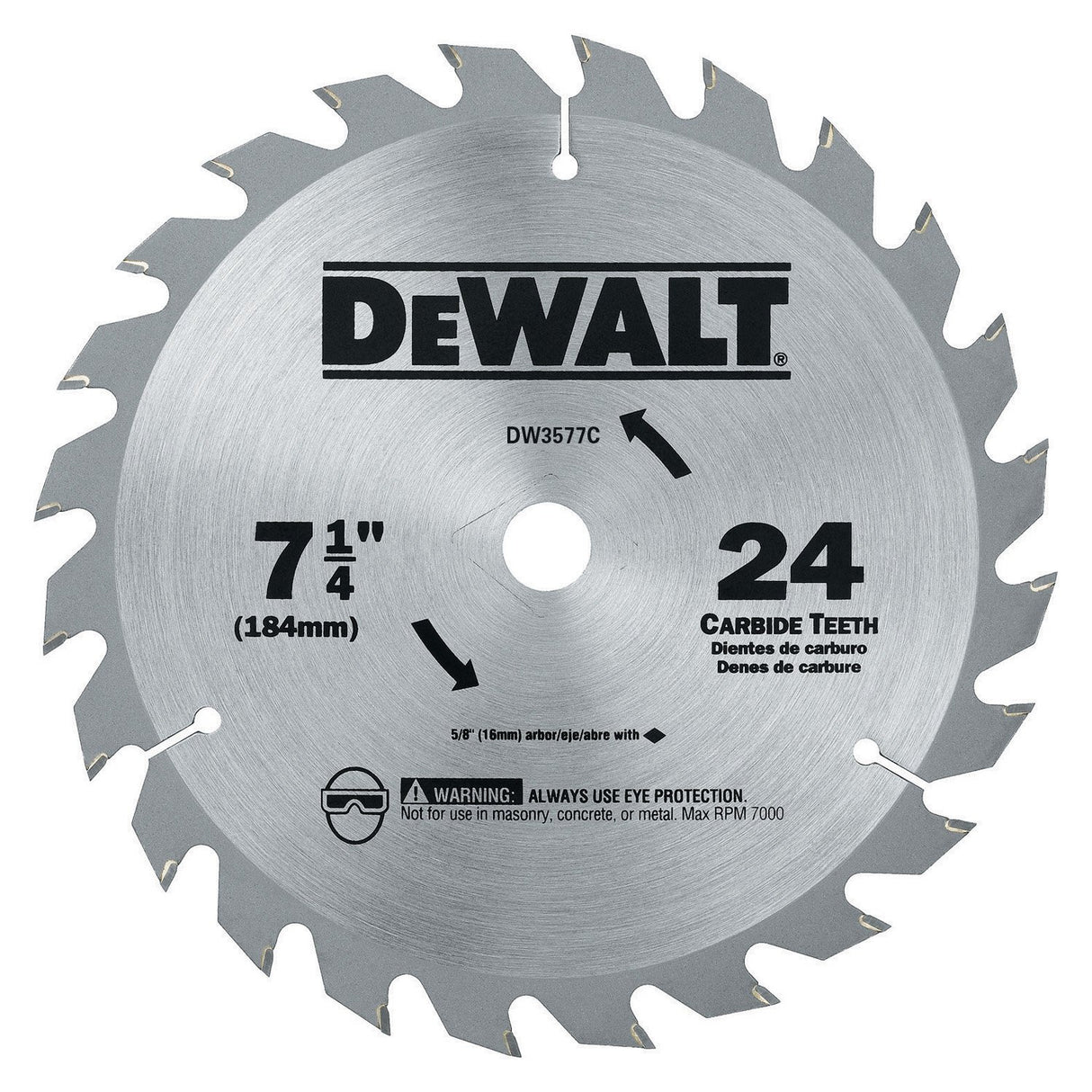 LAME DE SCIE 7-1/4" DEWALT BOIS 24D
