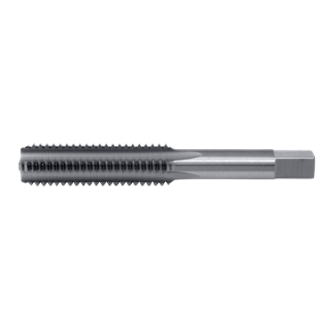 High-speed steel hand tap 12-24 NC with bright finish and hexagonal shank for precise thread cutting tasks