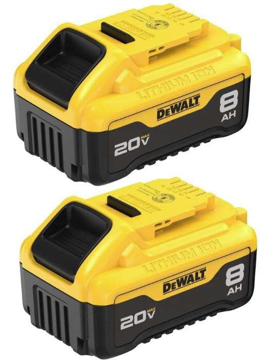 SET OF 2 DEWALT 20V BATTERIES. 8AH