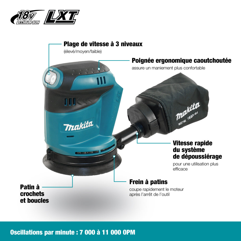 Ponceuse orbitale LXT 5" DBO180Z (OUTIL) Makita