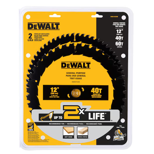 PACK DE 2 LAMES DE SCIE 12" 40-60D DWA112CMB