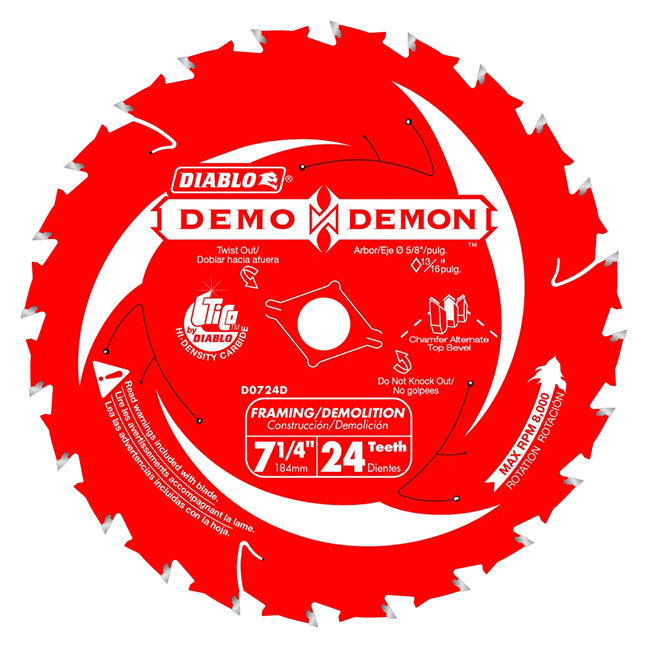 SAW BLADE 7-1/4" DIABLO WOOD FRAMING/HD 24D (D0740D)