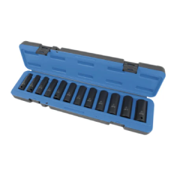 JEU DE DOUILLES IMPACT LONG 1/2" 12PCS MET.