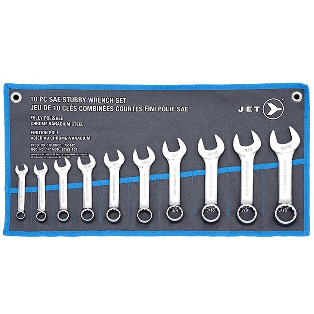 JET 700142 JEU DE CLÉS COMBINÉES 10 PIECES STUBBY SAE