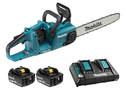 ENSEMBLE TRONÇONNEUSE 18V SANS FIL MAKITA 18V AVEC 2 BATTERIES 5AH ET 1 CHARGEUR RAPIDE