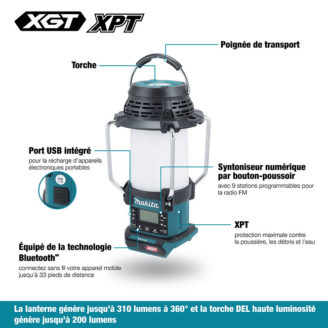 LANTERNE RADIO BLUETOOTH XGT 40V (OUTIL) MAKITA