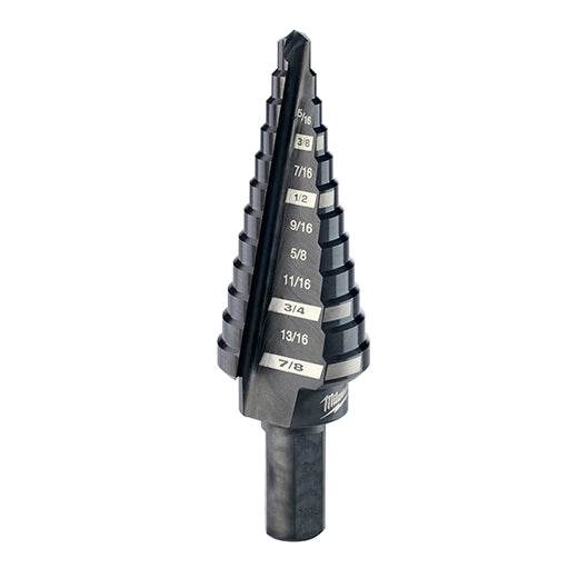 Step drill bit size 3/16" to 7/8" #4 with double flute design for fast and efficient drilling