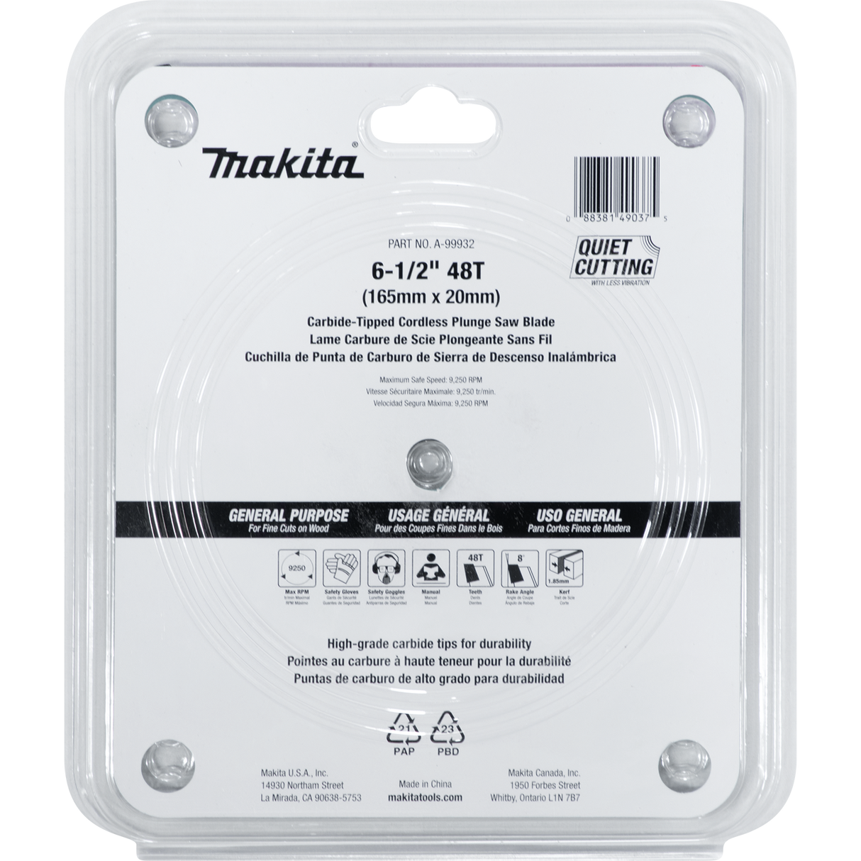 LAME TRACKSAW 6-1/2" 48D MAKITA A-99932