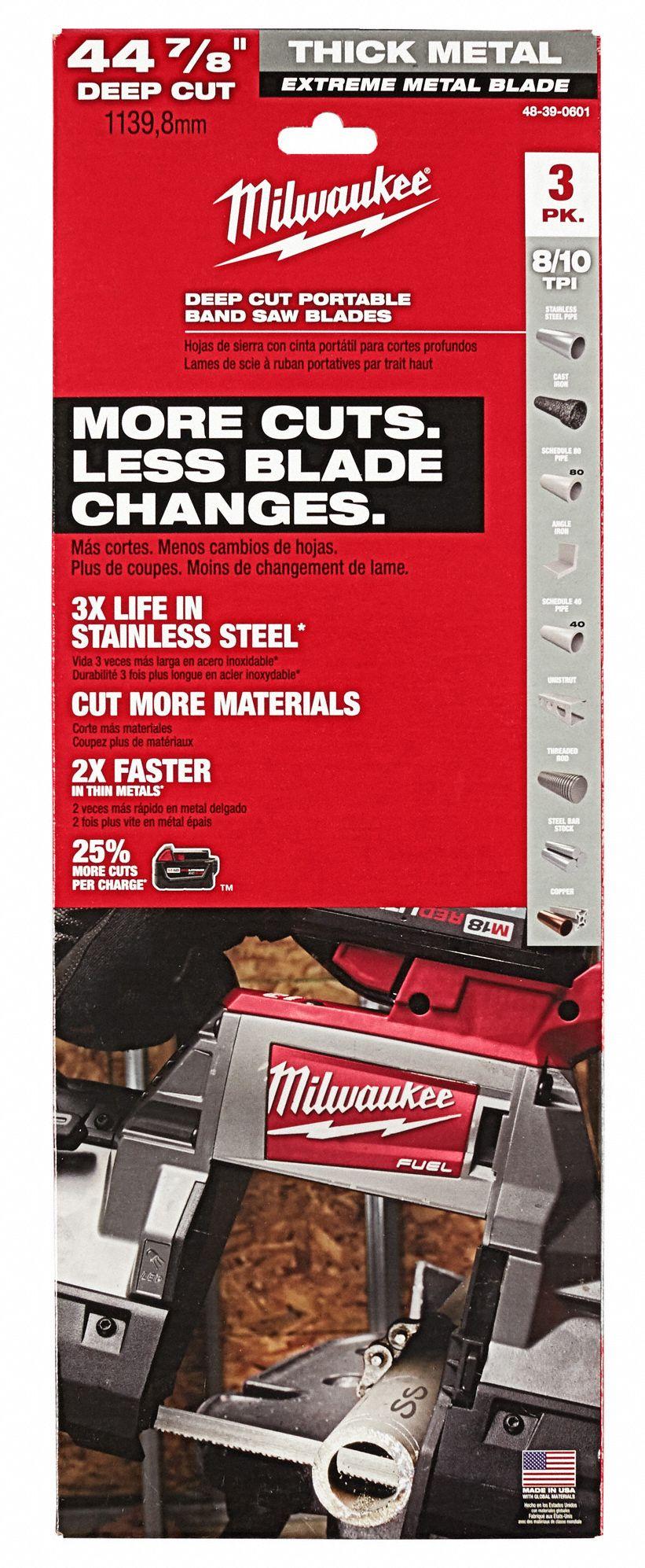 Lames de scie à ruban portative 44-7/8 po 10/14 TPI (paquet de 3) - Milwaukee 48-39-0551