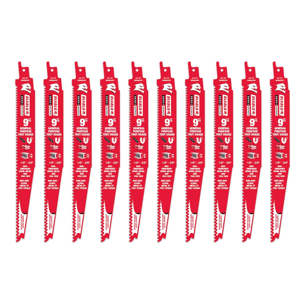 DIABLO DS0909CGP10C LAMES ALTERNATIVES 9'' 6/9 TPI CARBURE (10 PC)