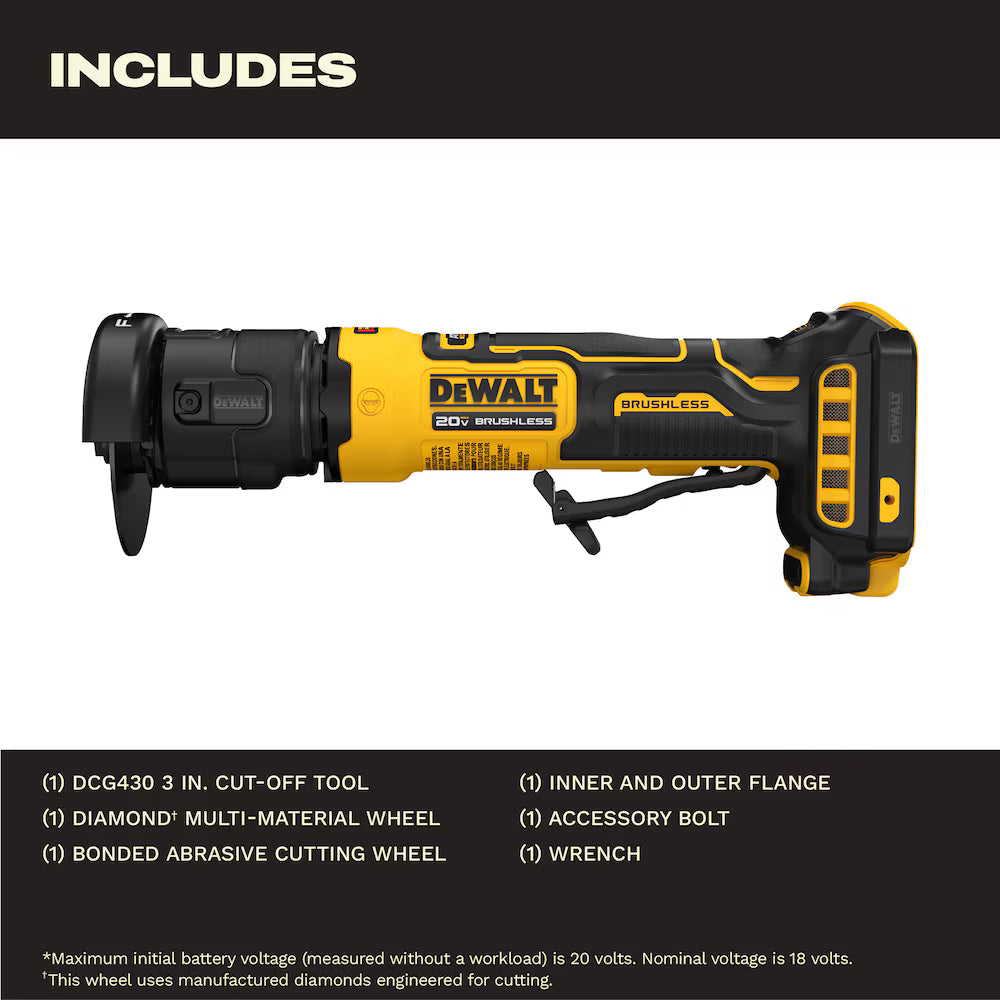 DEWALT DCG430B OUTIL DE DÉCOUPE 3'' ATOMIC (OUTIL SEUL)