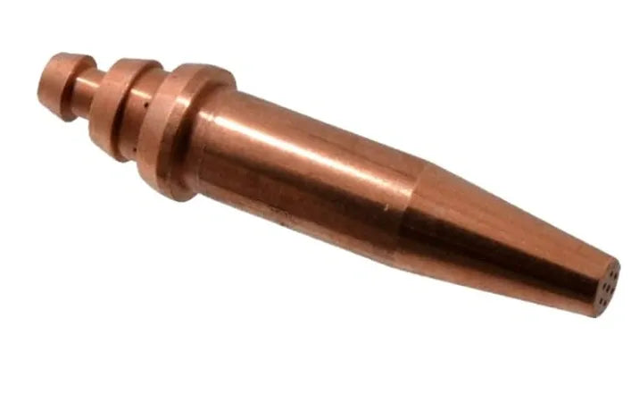Copper Victor #4 type welding nozzle with tapered tip and precision gas holes for controlled welding flame