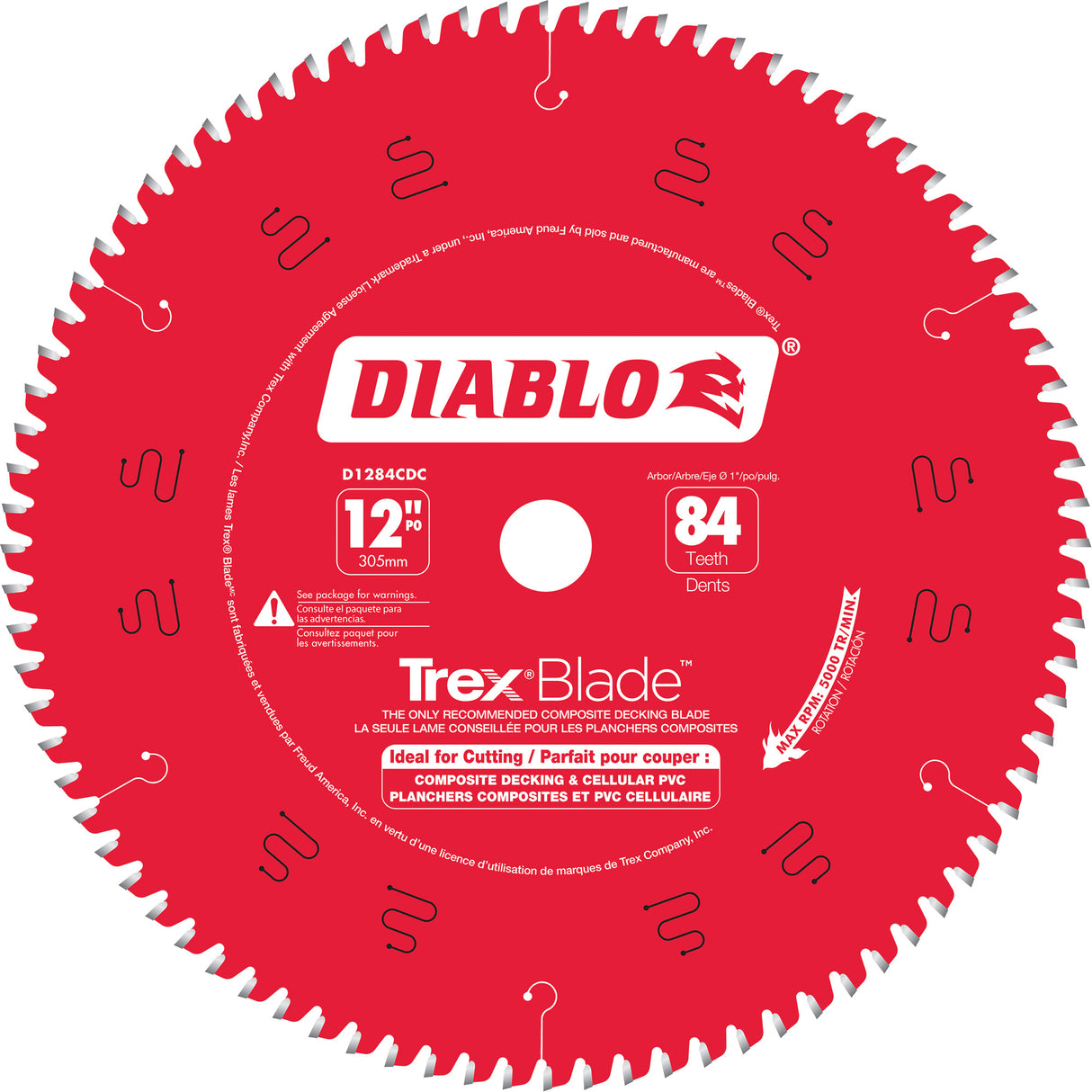 12" DIABLO COMPOSITE DECK 84D SAW BLADE (D1284CDC)