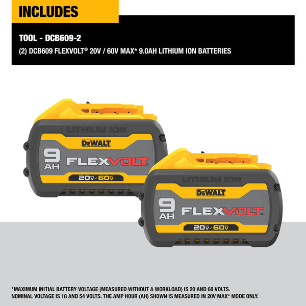 2 Batteries Flex 9.0 AH 20 V À 60 V max -