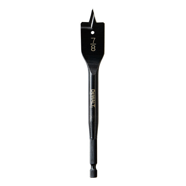 7/8 inch by 6 inch DEWALT spade drill bit with durable full-length heat-treated shank for resistance against bending and breaking