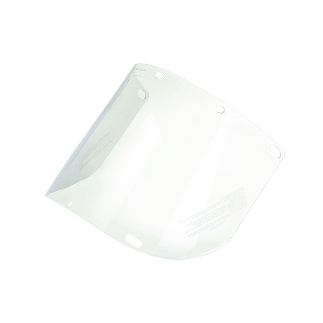 Clear rigid molded polycarbonate face shield, 8x15.5 inches, 0.06 inch thick, distortion-free optical quality