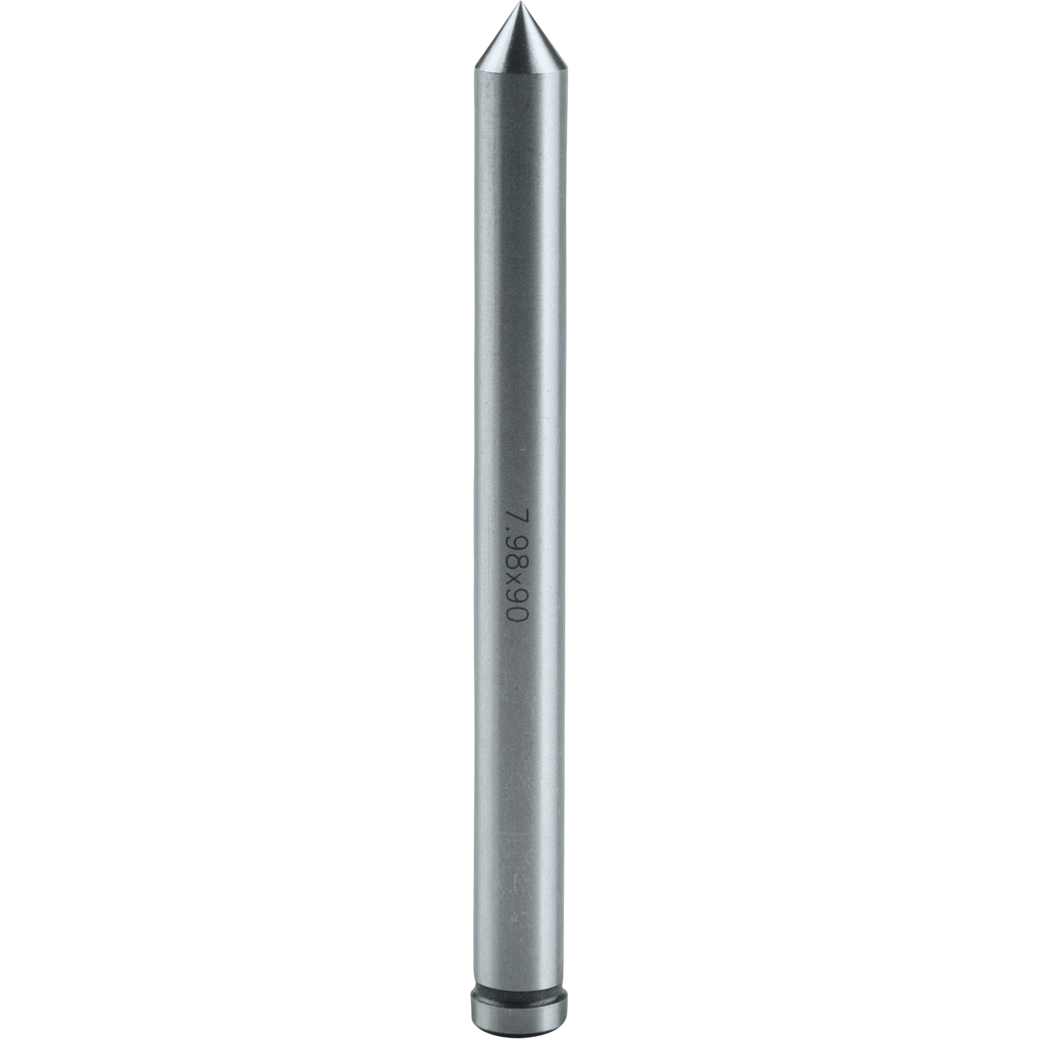 Steel carbure pin for Fein 3/4 inch carburetor, precision-machined with pointed tip and marked dimensions