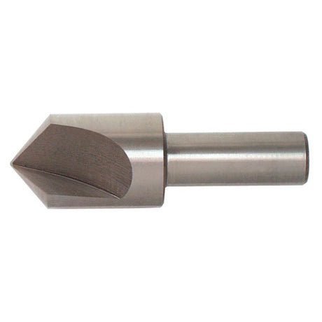 3/8 inch chamfering cutter with 90° angle, 3-flute HSS, black oxide finish, 2 inch length, 1/4 inch shank