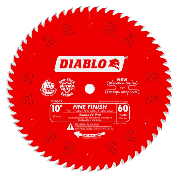LAME DE SCIE 10" DIABLO FINE FINISH 60D (D1060X)