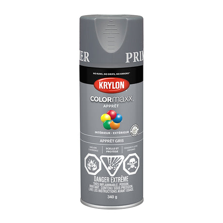 340g Krylon COLORmaxx gray spray primer can with rust protection and durable paint and primer formula