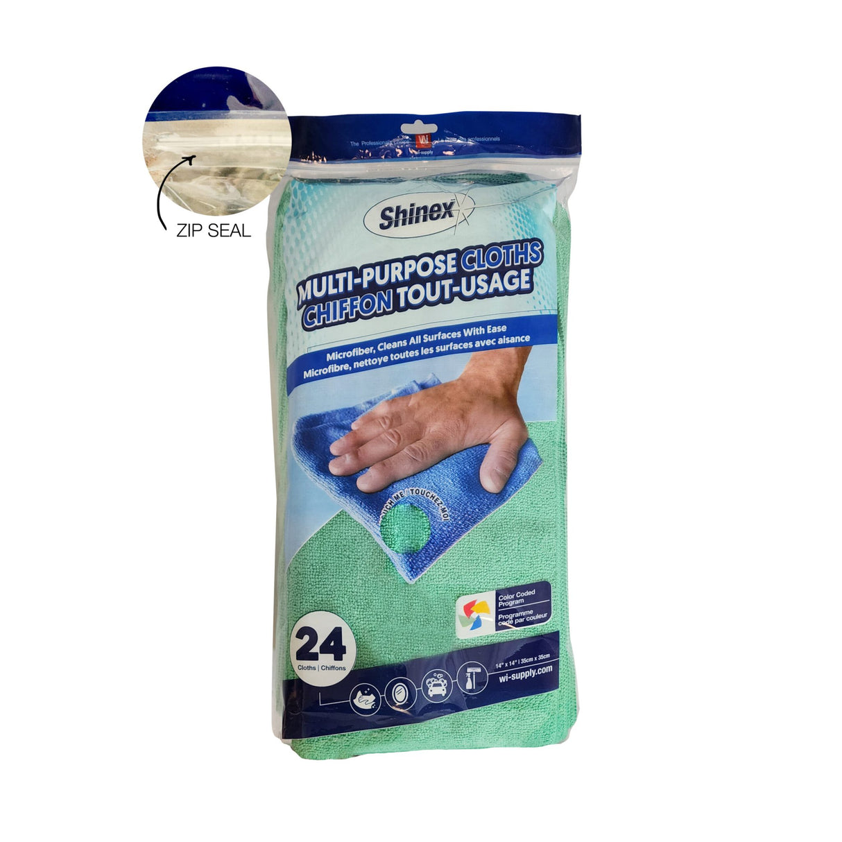 CHIFFONS MULTI-USAGES EN MICROFIBRE SHINEX™ – PAQUET DE 24