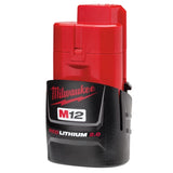 Milwaukee M12 12V 2.0Ah REDLITHIUM battery pack with compact design and extended runtime features