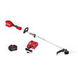 Milwaukee M18 FUEL string trimmer kit with battery, charger, QUIK-LOK shaft, and red protective guard