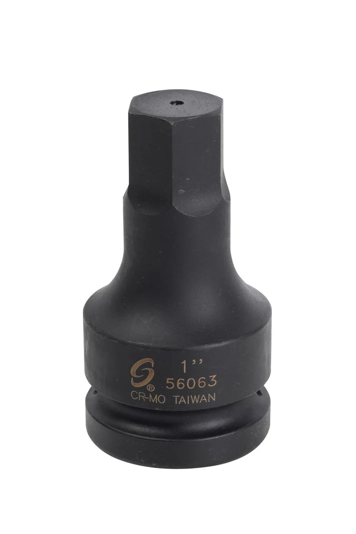1-inch deep hex socket with 1-inch drive, made of durable chrome-molybdenum steel, black finish, made in Taiwan