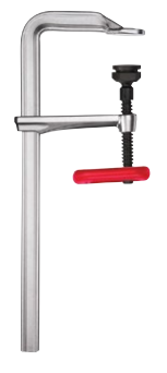 48-inch BESSEY L-bar clamp with steel construction, BESSEY handle, patented rail profile, and 2800 lbs clamping force